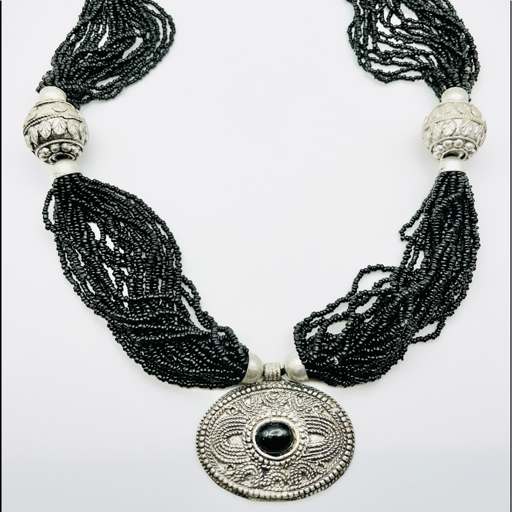 Chico’s Black Beaded Statement Necklace